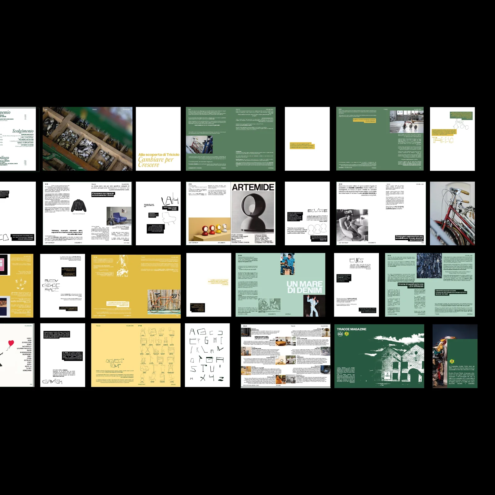 Tracce Magazine overview of its 40-page editorial layouts