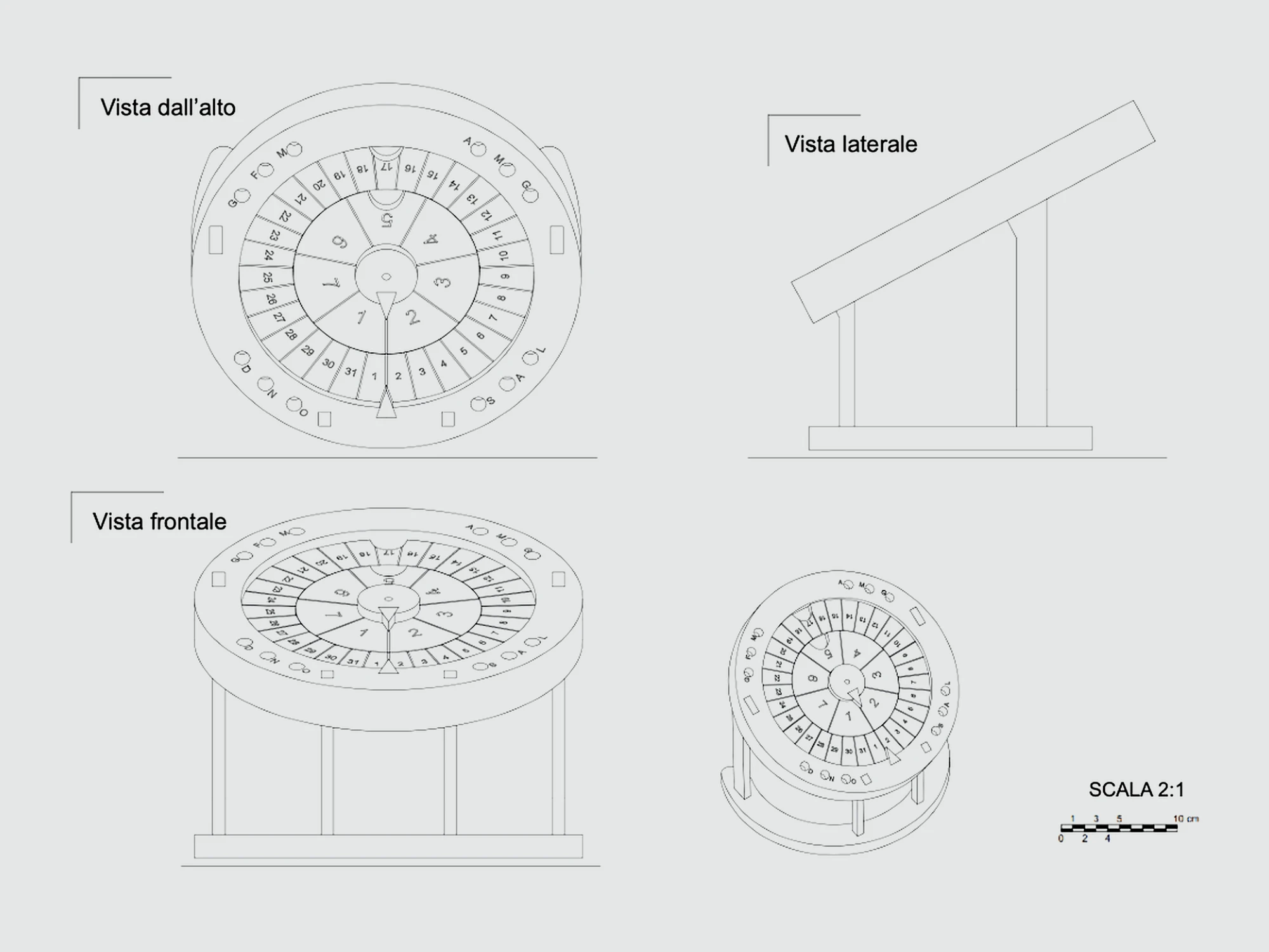 Vivaldi Calendario Prototype Details and Concentric Layer Schematics